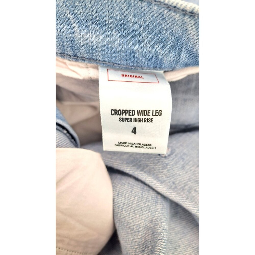 Express Cropped Wide Leg Super High Rise Jeans Women Size 4 Light Wash New Denim - Picture 4 of 6